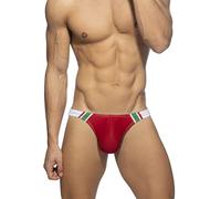 ORANDESIGNE Maillot de Bain Homme Sexy String Piscine Imprimé Mini Slip de Bain avec Rembourrage Amovible et Bonnet Push-Up Trunks Shorts de Bain Swimming I Rouge S