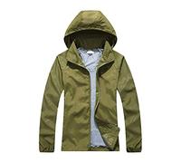 ORANDESIGNE Manteau Imperméable avec Capuche Cape Pluie Coupe Vent Veste Femme Poncho Zippé Raincoat pour Voyage Camping Randonnée Vacance Unisexe à Double Côtés Armée Verte S