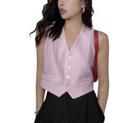 ORANDESIGNE Manteaux sans Manche Femme Y2K Blazer Gilet de Tailleur Veste de Costume sans Manche Manteau sans Manches Couleur Unie Bolero Chic Gilet Col V Travail Formel Business B Violet M