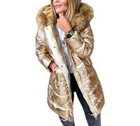ORANDESIGNE Mi-Longue Doudoune Manteau Brillante Hiver décontracté Femme Veste dorée XL