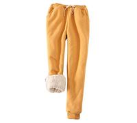 ORANDESIGNE Pantalon 2019 Nouveau Hiver Fashion Pantalon Femme Polaire Chaud, Suède Cofortable Mode Pants de Nuit Pyjamas Noel Confortable Casual Jaune XL