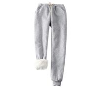 ORANDESIGNE Pantalon 2019 Nouveau Hiver Fashion Pantalon Femme Polaire Chaud, Suède Cofortable Mode Pants de Nuit Pyjamas Noel Confortable Casual Gris Clair XL