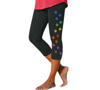 ORANDESIGNE Pantalon 3/4 Femme Casual Taille Haute Skinny Capri Slim Impression Décontractés Pantalon Leggings Collant Pantalon de Yoga Pantalon de Survêtement Style 06 XL