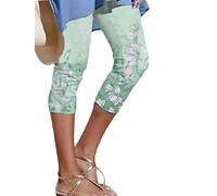 ORANDESIGNE Pantalon 3/4 Femme Casual Taille Haute Skinny Capri Slim Impression Décontractés Pantalon Leggings Collant Pantalon de Yoga Pantalon de Survêtement Style 37 L
