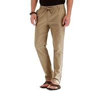 ORANDESIGNE Pantalon Coton Pantalon pour Homme Cordon Serrage été décontracté Couleur Unie pour Homme Vrac A Café 3XL