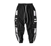 ORANDESIGNE Pantalon De Jogging Sarouel pour Homme Modèles D'explosion De Printemps Pantalon Hip Hop Noir Pantalon De Sport Noir Multi-Poches Streetwear Salopette pour Hommes A Blanc L