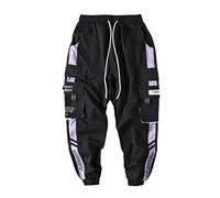 ORANDESIGNE Pantalon De Jogging Sarouel pour Homme Modèles D'explosion De Printemps Pantalon Hip Hop Noir Pantalon De Sport Noir Multi-Poches Streetwear Salopette pour Hommes A Rose M