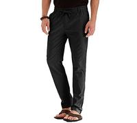 ORANDESIGNE Pantalon Homme Pantalons Décontracté Pantalon de Loisir avec Poches Cordon de Serrage Léger Confortable Respirant Casual Taille Élastique A Noir XL