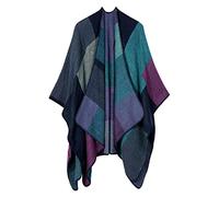 ORANDESIGNE Ponchos Capes Femme Élégant Poncho avec Franges Cape Tricoté au Crochet Poncho Châle Écharpe Cape Épaissie Chaud Hiver Foulard Cachemire Douce Châle Taille Unique D Violet