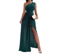 ORANDESIGNE Robe De Soiree Femme Chic Et Glamour Longue Elegant Ceremonie Mariage Robe Cocktail Une Seule Manche Épaules Dénudées Maxi Dress C Vert M