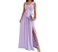 ORANDESIGNE Robe De Soiree Femme Chic Et Glamour Longue Elegant Ceremonie Mariage Robe Cocktail Une Seule Manche Épaules Dénudées Maxi Dress D Pourpre XL