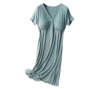 ORANDESIGNE Robes Maternité Robe de Grossesse Mi-Longue à Manches Courte Couleur Unie Robe Tunique d'allaitement Maternité pour Femmes Enceintes A Vert XS