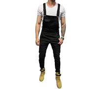 ORANDESIGNE Salopette Homme Vintage Coupe Régulière Multipoches de Travail Salopette Jeans Pantalon en Denim Slim Jumpsuit Dungarees Streetwear E Noir XL