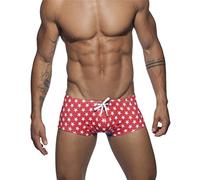 ORANDESIGNE Short De Bain Homme Taille Basse Boxers Maillot De Bain avec Rembourrage Amovible Boxer Piscine Slip De Natation Funky Trunk Élastique Push Up Swimming Shorts Plage De Surf A Rouge M