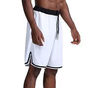 ORANDESIGNE Shorts de Basket Homme Séchage Rapide Shorts de Plage Respirant Outdoors Shorts de Sports Eté Bermuda Casual Pantalons de Survêtement B Blanc L
