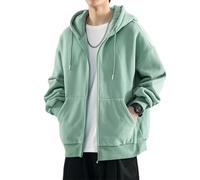 ORANDESIGNE Sweat à Capuche Homme Sweat Zippé Couleur Unie Pull Manches Longues avec Poches Sweatshirt Veste a Capuche Hoodie Casual Ample A Vert Clair L