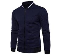 ORANDESIGNE Sweat-Shirt Homme Manches Longues Pull Uni Zippé Bomber Blouson Veste Sport Sweat a Capuche Sweatshirts Hoodie Coulisse avec Poche A Marine XS
