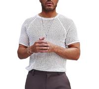 ORANDESIGNE T-Shirt à Manches Courtes Sport Chemise Cotton Muscle pour Homme Athlétique T-Shirts Tees Musculation Faire des Exercices Entraînement Aptitude B Blanc XL