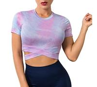 ORANDESIGNE T-Shirt Femme Sport Top Courts Activewear à Manches Longues Pilate Yoga Entraînement Fiteness Running Crop Tops H Violet S
