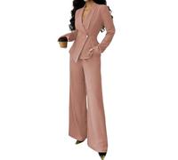 ORANDESIGNE Tailleur Femme Ensemble Pantalon et Blazer 2 Pièces Ensemble Chic et Elegant Mariage Soirée OL Costumes Outfits Formel Bureau Travail A Rose S