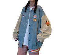 ORANDESIGNE Veste Baseball Femme Blouson Baseball Homme Bomber Jacket Casual à Manches Longues Veste Collège Varsity Jacket Oversize Oldschool Jacket Vintage Veste Sport M Bleu L