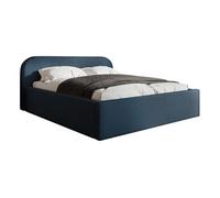 Orane - lit coffre - 160x200 cm - en tissu bouclette - Bleu