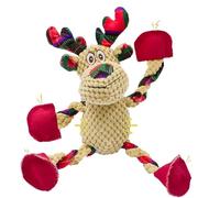 OraneeeO Jouets couineurs de Noël pour chien - Jouets interactifs en peluche avec 5 couineurs - Jouets en peluche pour chiens de taille moyenne et grande - Réduit l'ennui et soulage l'anxiété (élan)