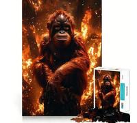 Orang-outan dans la forêt en feu Puzzle de 1000 pièces pour Adultes pour stimuler la mémoire et se détendre mentalement Découpe de qualité supérieure Surprise chaleureuse (50x75cm)
