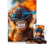 Orang-outan Souriant avec Lunettes de Soleil, Puzzle de 1000 pièces pour Adultes, Cadeau, Jeu de logique et d'adresse, Anti-Stress, découpe précise, liste de souhaits du Père Noël 38x52cm