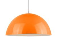 Orange-40 cm Suspension Lustre Lampe Finition Brillante Grandes Lampes Suspendues Dôme Lampe en Métal Couleur Macaron Demi-Cercle Abat-Jour Salle à Manger, Grange, Bar, Couloir 1 Pack Lampe Suspendue
