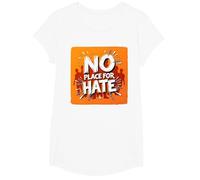 Orange Anti-Intimidation Pas de Place pour Une Déclaration De Haine T-Shirt, Fille, Blanc, M