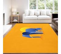 Orange Bleu Tapis Confortable Géométrique Dynamique Ludique À Poils Courts Coucher de Soleil Éléphant - Tapis Doux Moelleux 50 x 80 cm, Antidérapant Chambre d'enfant Moquette, Ne Perd Pas Ses Poils