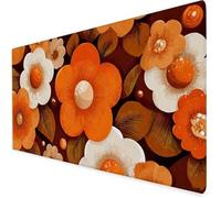 Orange brûlé Tapis Souris Gamer, Tapis De Souris XXL 900x400x3mm, Tapis De Bureau Fleur avec Bords Cousus Et Base en Caoutchouc, éTanche Mouse Pad Convient pour Bureau/Maison, Hiver Cadeau Noel A464