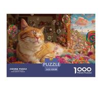 Orange Cat Candy World Puzzle de 1000 pièces pour Adultes - Décoration d'intérieur relaxante - Cadeau - 52 x 38 cm - 1000 pièces