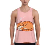 Orange Cat Débardeur de sport pour homme à séchage rapide, coupe ample, sans manches, pour la course à pied et l'entraînement, Noir , L