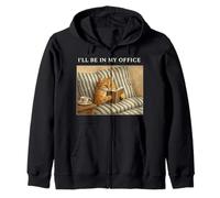 Orange Cat I'll Be in My Office Lecteur Nerd Vintage Sweat à Capuche