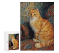 Orange Cat on Red Couch Puzzle 1000 Pièces Educa Jouet en Bois Cadeau Unique Décoration Intérieure Jeu Éducatif Challenge Toy Adultes Et Enfants À Partir De 14 Ans 300 PCS