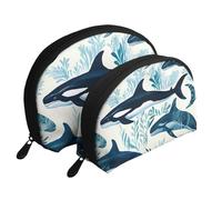 Orange Cats Trousse à maquillage portable avec fermeture éclair et compartiments intérieurs, Baleine tueuse., Taille unique