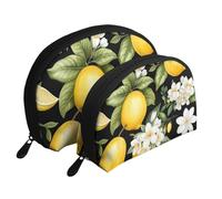 Orange Cats Trousse à maquillage portable avec fermeture éclair et compartiments intérieurs, Citron et fleur, Taille unique