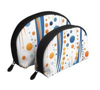 Orange Cats Trousse à maquillage portable avec fermeture éclair et compartiments intérieurs, Moderne du milieu du siècle avec des formes de gouttes, Taille unique