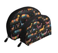 Orange Cats Trousse à maquillage portable avec fermeture éclair et compartiments intérieurs, Teckel I Love My Dog, Taille unique