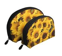 Orange Cats Trousse à maquillage portable avec fermeture éclair et compartiments intérieurs, tournesols, Taille unique