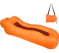 (Orange) Chaise longue gonflable, lit de plage ultraléger, portable, ergonomique, canapé pneumatique, canapé, étanche, anti-fuite, pour l'intérieur et l'extérieur, la randonnée, le camping, les voyage