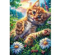Orange Chat tigré dans Le Jardin Fleuri 1000 Pièces Puzzle Expert Confirmé en Carton Anti-Déchirure Très Difficile Haute Difficulté Motif Complexe Idée Cadeau Anniversaire Premium 1000 PCS