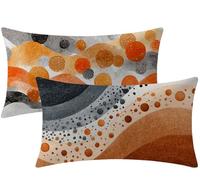 orange Coussin Canape 50x30cm Housses de Coussin géométrie Velours Housse Oreiller Lot de 2 Rectangle Taie Oreiller avec Fermeture Éclair Cachée Désign pour Chambre Maison Halloween Decoration W1-755