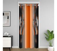Orange Et Noir Rideau de Porte 132x203cm Vintage avec Ligne 30%-50% Rideau Occultant Rideaux pour Garçon Fille Moderne Art Rideaux Interieur Salon Chambre Pente Stryle Rideaux Exterieur d'entrée