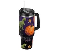 Orange Evil Bouteille d'eau réutilisable sous vide avec sangle et paille résistante aux fuites Tasse décorative avec poignée pour eau, thé glacé ou café inoxidable para
