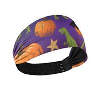 Orange Evil Halloween Dinosaure Bandeau rafraîchissant pour femme Bandeau élastique pour les cheveux des femmes pour les entraînements de basket-ball tennis usage quotidien