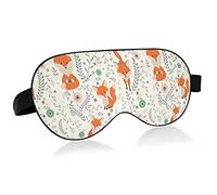 Orange Foxes Fox On Vintage Floral Flowers Eye Masks Cover Blocks Light Sleep Mask Shade Cover Blindfold Relaxing Eyeshade Cover avec serre-tête réglable pour hommes femmes enfants