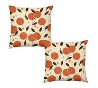 Orange,FruitsHousse De Coussin 22 "x22 Lot De 2 | en Tissu Épais Aspect Lin, Doux Et Décoratif pour Canapé Et Salon - Style Bohème Chic, Idéal pour Décoration Chambre, Beige Crème